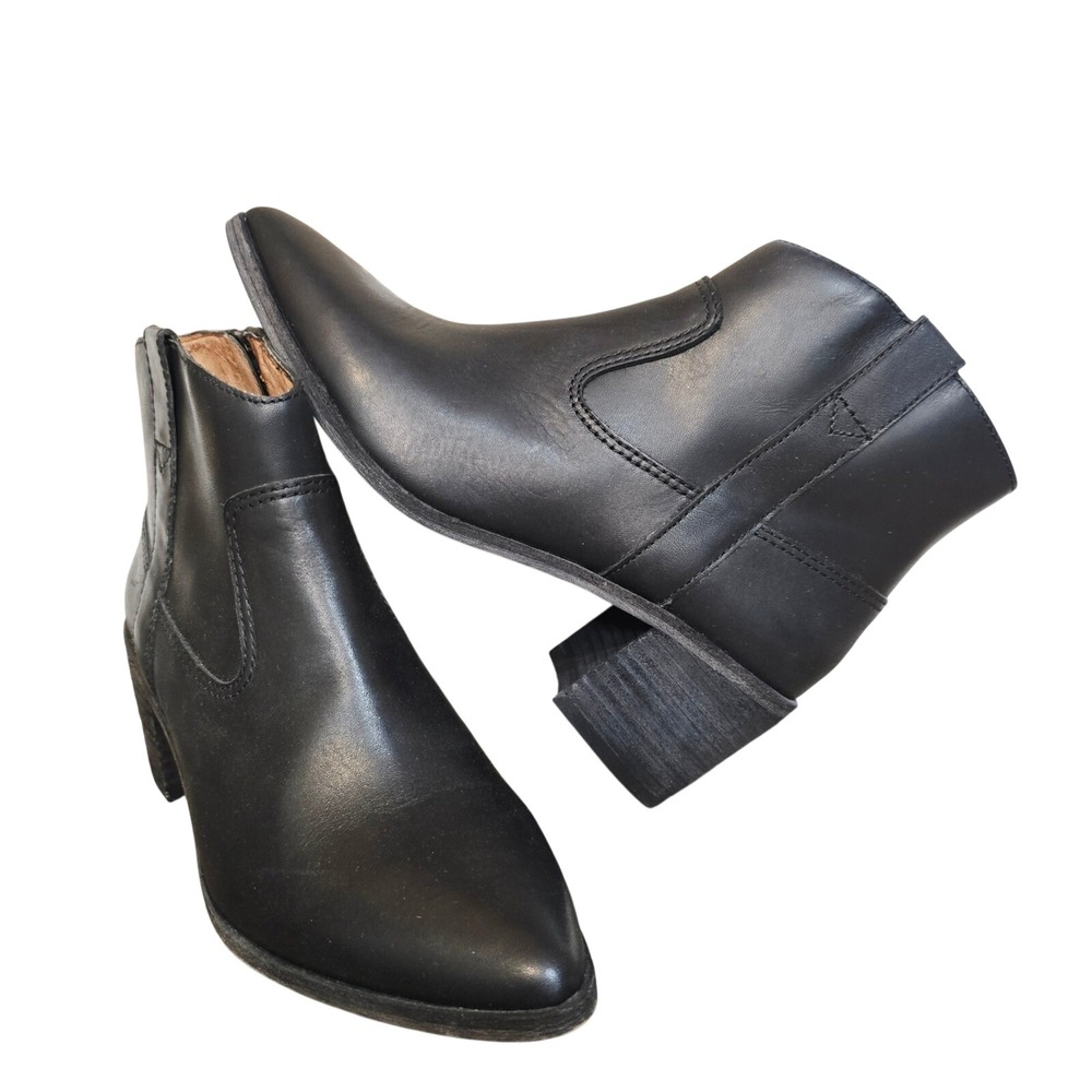 NEW Madwell Pull-Loop Boots Leather Black Ankle Pointed Toe Block Heel  Size 6‎
